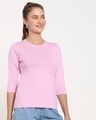 Shop Women's Pink 3/4th Sleeve Slim Fit T-shirt-Design