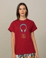 Shop Headphone Music Boyfriend T-Shirt-Front