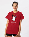 Shop Headphone Penguin Boyfriend T-Shirt-Front