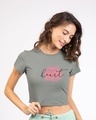 Shop Heart Watercolor Round Neck Crop Top T-Shirt-Front