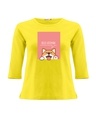 Shop Hello Hooman Round Neck 3/4 Sleeve T-Shirt Pineapple Yellow-Front