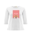 Shop Hello Hooman Round Neck 3/4 Sleeve T-Shirt White-Front