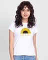 Shop Women's White Hello Sunshine Graphic Printed Slim Fit T-shirt-Front