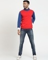 Shop Men's Red & Blue High Neck Color Block Sweatshirt-Full