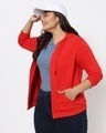 Shop Women's Red Plus Size Zipper Hoodie-Front