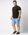 Shop Men's Black Washed Regular Fit Denim Shorts-Full