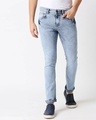 Shop Men Blue Slim Fit Mid Rise Clean Look Stretchable Jeans-Front