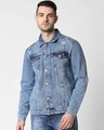 Shop Men's Blue Solid Denim Jacket-Front