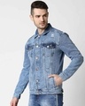 Shop Men's Blue Solid Denim Jacket-Design