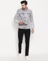 Shop Men's Grey Washed Denim Jacket-Full