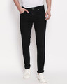 Shop Men's Black Washed With Side Twill Tape Slim Fit Mid Rise Jeans-Front