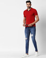 Shop Men's Blue Washed Mildly Distress Slim Fit Mid Rise Jeans-Full