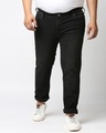 Shop Plus Size Men Black Slim Fit Mid Rise Clean Look Jeans-Front