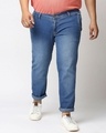 Shop Plus Size Men Blue Regular Fit Mid Rise Clean Look Jeans-Front