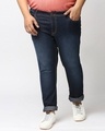 Shop Plus Size Men Blue Slim Fit Mid Rise Clean Look Jeans-Front