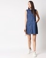 Shop Women Blue Solid Shirt Dress-Full