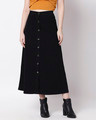 Shop Women's Black Washed A Line High Waist Skirt-Front