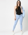 Shop Womens Blue Washed Slim Fit Mid Waist Jeans With Belt Loops-Full