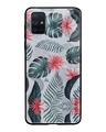 Shop Grey Retro Floral Leaf Glass Case for Samsung Galaxy A51-Front