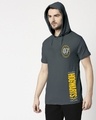 Shop Hogwarts 07 Half Sleeve Hoodie T-shirt Nimbus Grey (HPL)-Front