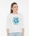 Shop Hogwarts Blue Logo Round Neck 3/4th Sleeve T-Shirt (HPL)-Front