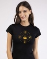 Shop Hogwarts Gold Print Half Sleeve T-Shirt (HPL)-Front