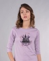 Shop Hogwarts Lilac Round Neck 3/4th Sleeve T-Shirt (HPL)-Front