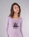 Shop Hogwarts Lilac Scoop Neck Full Sleeve T-Shirt (HPL)-Front