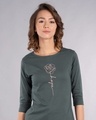Shop Hope Flower Round Neck 3/4th Sleeve T-Shirt-Front