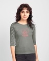 Shop Hot Mess Neon Round Neck 3/4 Sleeve T-Shirt Meteor Grey-Front