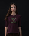 Shop How's The Josh Round Neck 3/4th Sleeve T-Shirt-Front