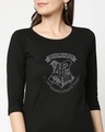 Shop HP Crest Round Neck 3/4 Sleeve T-Shirt Black (HPL)-Front