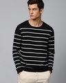 Shop Men's Black Striped Crop Sweatshirt-Front