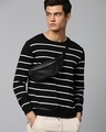 Shop Men's Black Striped Crop Sweatshirt