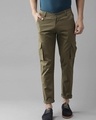 Shop Men's Blue Slim Fit Cargo Trousers-Front