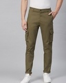 Shop Men's Brown Slim Fit Cargo Trousers-Front