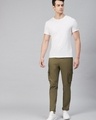 Shop Men's Brown Slim Fit Cargo Trousers-Full