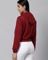 Shop Women's Maroon Color Block Crop Hoodie Sweatshirt-Full