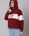 Shop Women's Maroon Los Angeles Color Block Hoodie Sweatshirt-Full