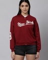 Shop Women's Maroon New York Typography Sweatshirt-Front