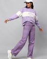 Shop Women's Purple Color Block Crop Relaxed Fit Sweatshirt