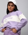 Shop Women's Purple Color Block Crop Relaxed Fit Sweatshirt