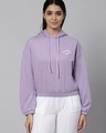 Shop Women's Purple Los Angeles Typography Hoodie Sweatshirt-Front