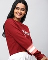 Shop Women's Red 75 Typography Crop Sweatshirt