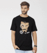 Shop HUD Half Sleeve Longline T-Shirts Black (AVL) (GID)-Front