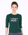 Shop Hug For Cash Round Neck 3/4th Sleeve T-Shirt-Front