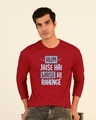 Shop Hum Jaise Hai Full Sleeve T-Shirt Bold Red-Front