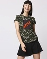 Shop Hustler ! Women's Shoulder Sleeves Panel T-Shirt-Front