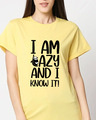 Shop I Am Lazy And I Love It Boyfriend T-shirt For Women's-Front