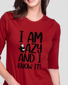 Shop I Am Lazy And I Love It Round Neck 3/4th Sleeve Women's T-shirt-Front